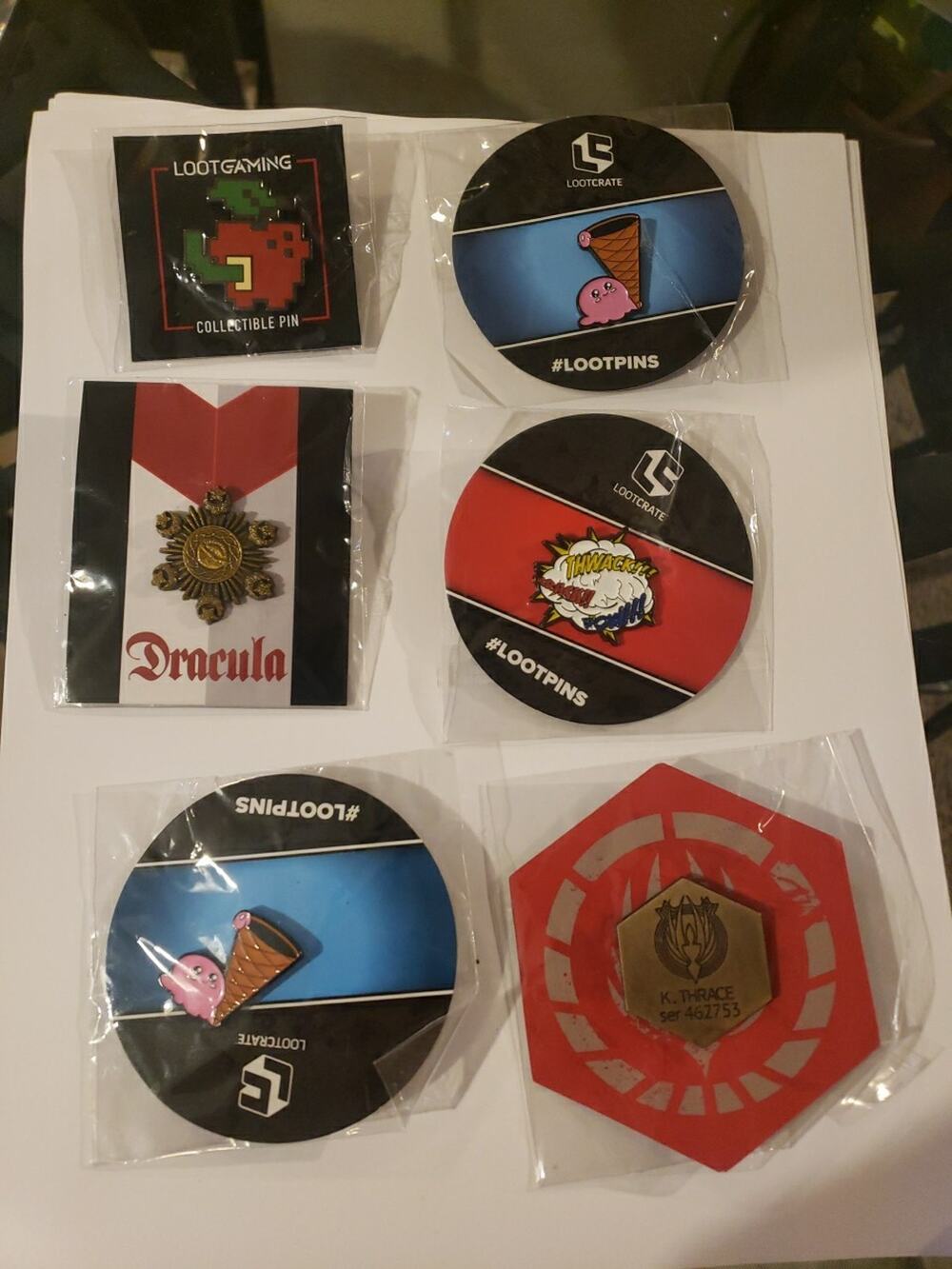 Miscellaneous Loot Crate Exclusive Pins Lot Of 6 Battlestar Galactica Dracula